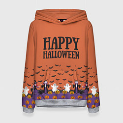 Толстовка-худи женская Happy Halloween pattern, цвет: 3D-меланж