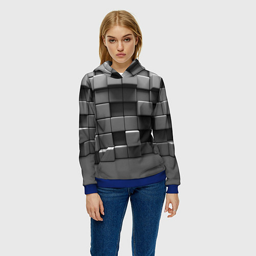 Женская толстовка Текстура кубы / 3D-Синий – фото 3