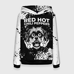 Толстовка-худи женская Red Hot Chili Peppers рок пес, цвет: 3D-черный