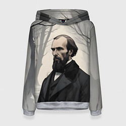 Толстовка-худи женская Достоевский зимняя аллея, цвет: 3D-меланж