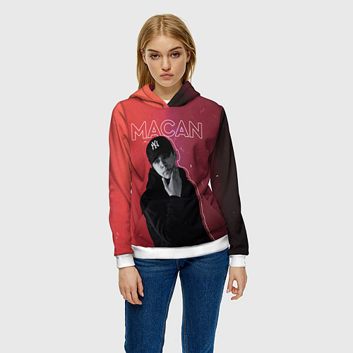 Женская толстовка Макан - певец / 3D-Белый – фото 3