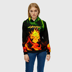 Толстовка-худи женская Cyberpunk 2077 fere steel, цвет: 3D-черный — фото 2