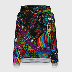 Толстовка-худи женская Оптический узор девушка, цвет: 3D-меланж