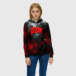 Толстовка-худи женская Doom брызги красок, цвет: 3D-черный — фото 2