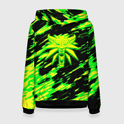 Толстовка-худи женская Ведьмак кислотный волк, цвет: 3D-черный