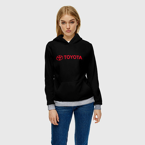 Женская толстовка Toyota red logo auto / 3D-Меланж – фото 3