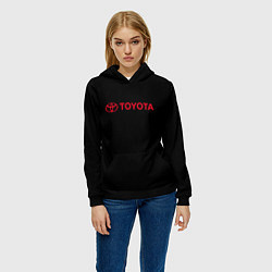 Толстовка-худи женская Toyota red logo auto, цвет: 3D-черный — фото 2