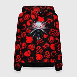 Толстовка-худи женская The Witcher anime pattern, цвет: 3D-черный
