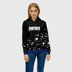 Толстовка-худи женская Fortnite pattern black, цвет: 3D-синий — фото 2