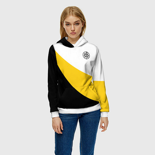 Женская толстовка Мы русские с нами Бог малый черный кцк Николай II / 3D-Белый – фото 3