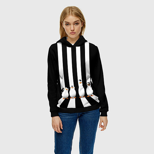 Женская толстовка Четыре пингвина / 3D-Черный – фото 3