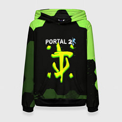 Толстовка-худи женская Doom x portal 2 зелёные соты, цвет: 3D-черный