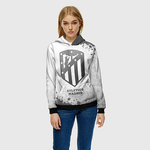 Женская толстовка Atletico Madrid - white gradient / 3D-Черный – фото 3