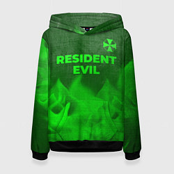 Толстовка-худи женская Resident Evil - green gradient посередине, цвет: 3D-черный