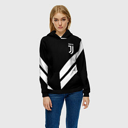 Толстовка-худи женская Juventus line white, цвет: 3D-черный — фото 2