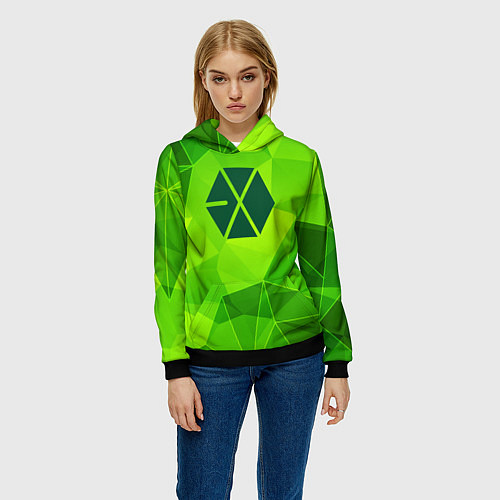 Женская толстовка Exo green poly / 3D-Черный – фото 3