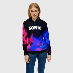 Толстовка-худи женская Sonic neon flame, цвет: 3D-черный — фото 2