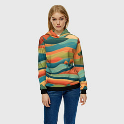 Толстовка-худи женская Поля луга, цвет: 3D-черный — фото 2