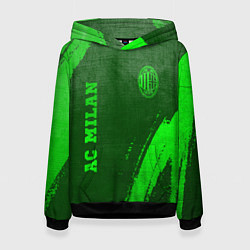 Толстовка-худи женская AC Milan - green gradient вертикально, цвет: 3D-черный