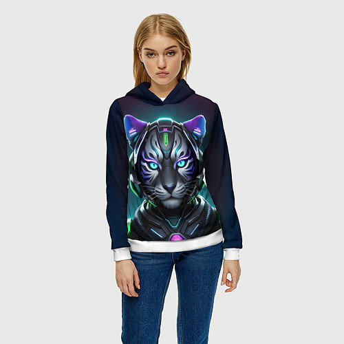 Женская толстовка Неоновый тигр / 3D-Белый – фото 3