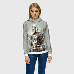 Толстовка-худи женская The Mandalorian - Din Djarin, цвет: 3D-белый — фото 2