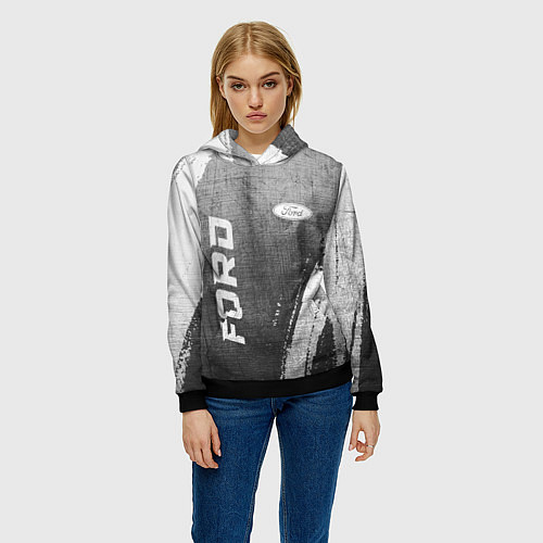 Женская толстовка Ford - grey gradient вертикально / 3D-Черный – фото 3