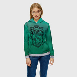 Толстовка-худи женская Факультет Слизерин, цвет: 3D-меланж — фото 2