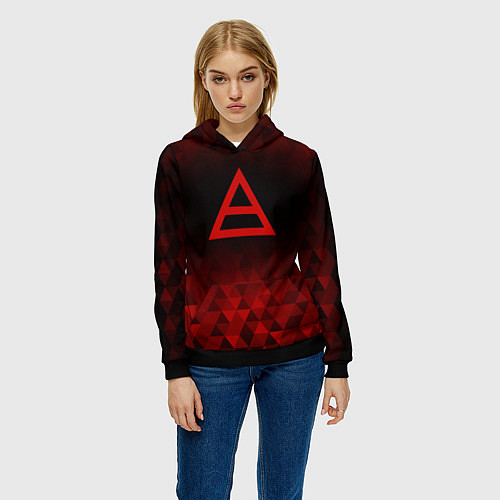 Женская толстовка Thirty Seconds to Mars red poly / 3D-Черный – фото 3