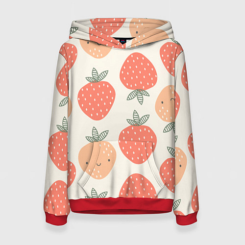 Женская толстовка Клубничный узор / 3D-Красный – фото 1