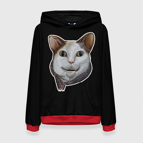 Женская толстовка Кот - Бу испугался мем / 3D-Красный – фото 1