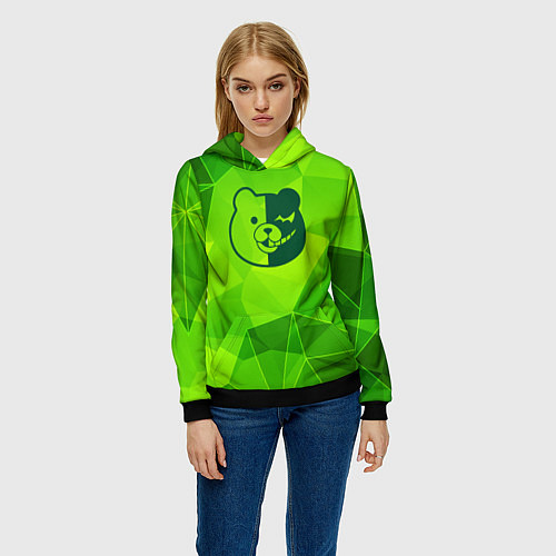 Женская толстовка Danganronpa green poly / 3D-Черный – фото 3