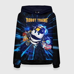 Толстовка-худи женская Robot trains Kay, цвет: 3D-черный