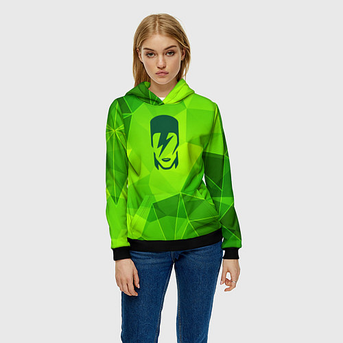 Женская толстовка David Bowie green poly / 3D-Черный – фото 3
