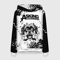 Толстовка-худи женская Asking Alexandria - рок пес, цвет: 3D-белый
