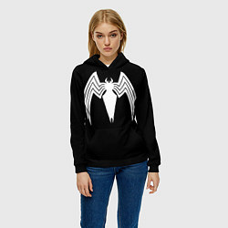 Толстовка-худи женская Venom - spider logo, цвет: 3D-черный — фото 2