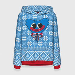 Толстовка-худи женская Huggy Wuggy миленький новогодний свитер ugly, цвет: 3D-красный