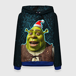 Толстовка-худи женская New years Shrek, цвет: 3D-синий