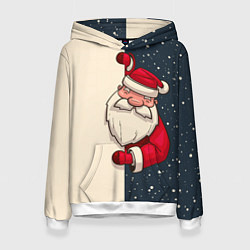 Толстовка-худи женская Дед Мороз, цвет: 3D-белый