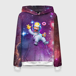 Толстовка-худи женская Homer Simpson in space - ai art, цвет: 3D-белый