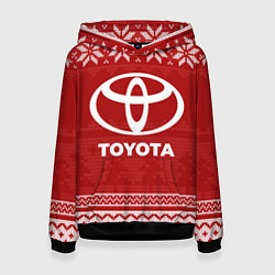 Толстовка-худи женская Новогодний Toyota, цвет: 3D-черный