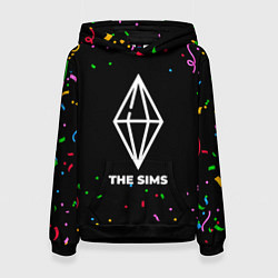 Толстовка-худи женская The Sims конфети, цвет: 3D-черный