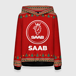 Толстовка-худи женская Saab new year, цвет: 3D-черный