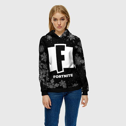 Женская толстовка Снежный Fortnite / 3D-Черный – фото 3