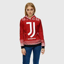 Толстовка-худи женская Новогодний Juventus, цвет: 3D-черный — фото 2