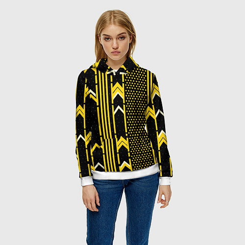 Женская толстовка Жёлтые обои на чёрном фоне / 3D-Белый – фото 3