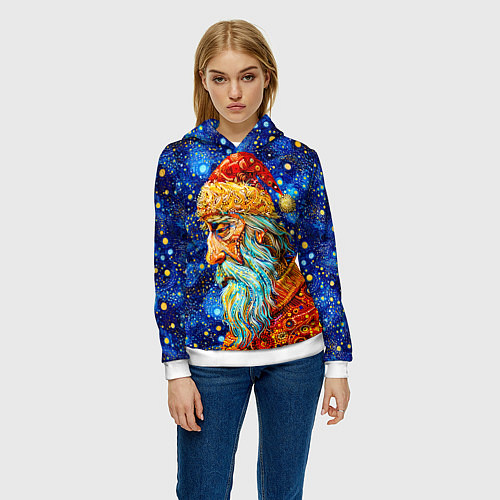 Женская толстовка Santa Claus: pop-art-brut-nouveau pointillism / 3D-Белый – фото 3