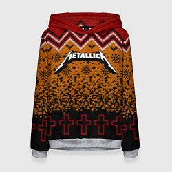 Толстовка-худи женская Metallica christmas ugly sweater, цвет: 3D-меланж