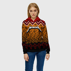 Толстовка-худи женская Metallica christmas ugly sweater, цвет: 3D-черный — фото 2