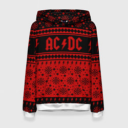 Толстовка-худи женская ACDC christmas sweater, цвет: 3D-белый