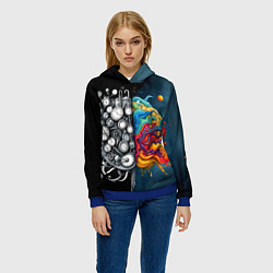 Толстовка-худи женская Креативный мозг, цвет: 3D-синий — фото 2